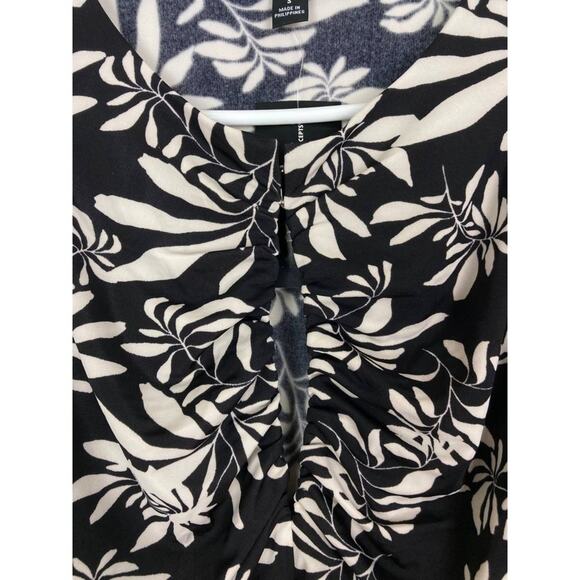 INC International Concepts Top Blouse Black and White Ruched Sleeveless Small - Picture 5 of 13